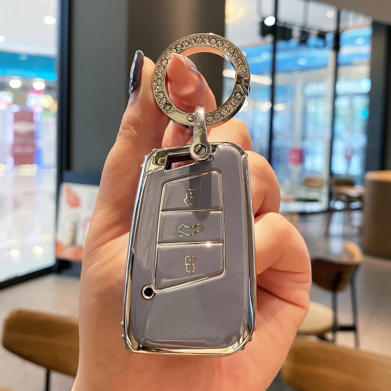 

Fashion TPU Car Key Case Cover For Volkswagen VW Tiguan Passat B8 B7 MK2 Magotan CC For Skoda Superb A7 Keychain Accessories