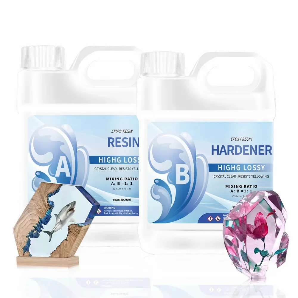 Высококлейкий отвердитель прозрачный клей из смолы черный флакон 1:1 AB набор