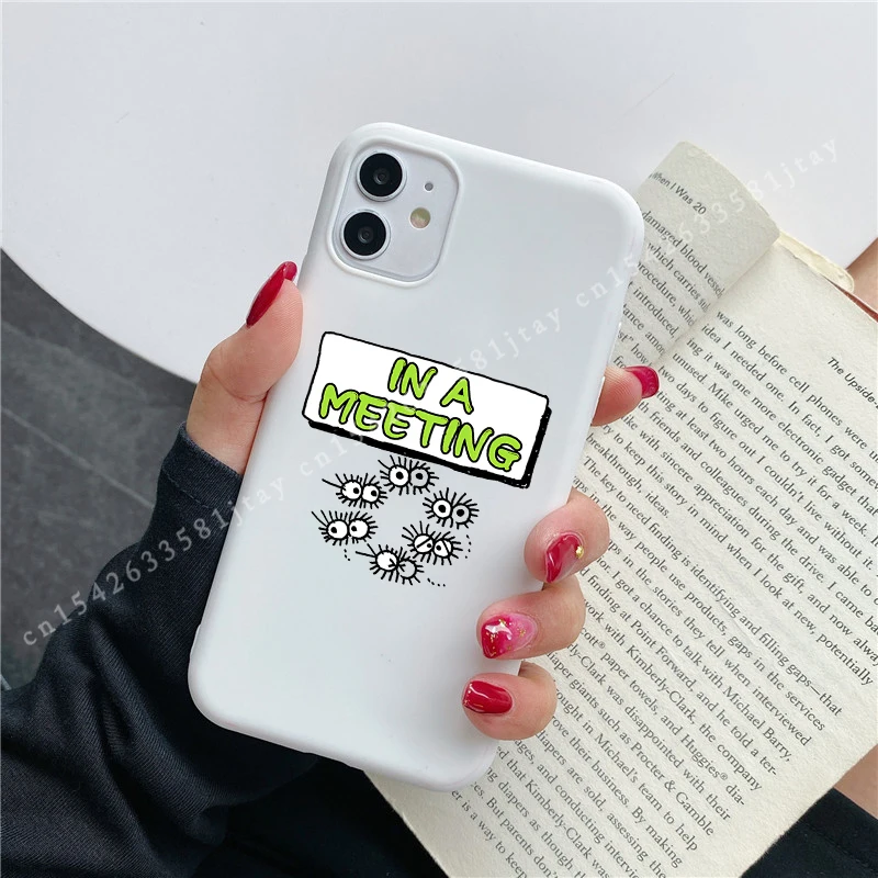 Белый силиконовый чехол для Iphone 6 s 7 8 Plus X XR XS 11 12 Mini Pro MAX 13 Симпатичный карикатурный японский аниме Тоторо аксессуары телефонной обложки на.