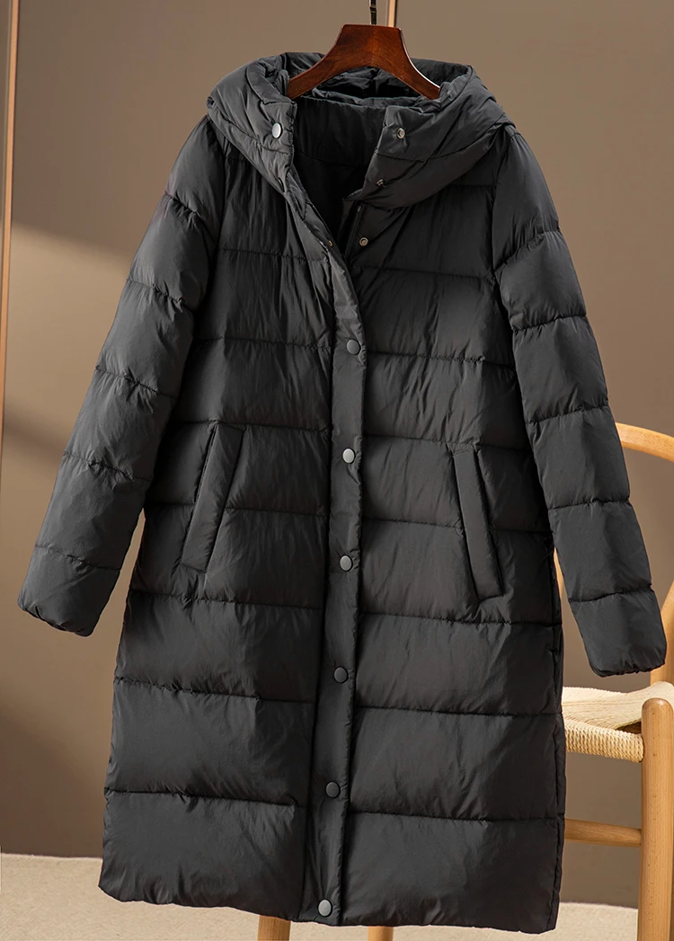 2022 New Long  Women Jacket  90%  White Goose Down  Casual  Zipper  Wide-waisted  Casacas Para Mujer Invierno Coat Women