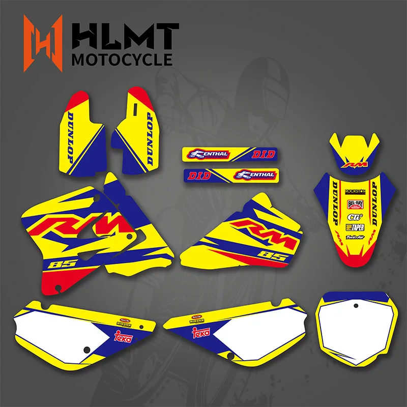 HLMT New TEAM GRAPHICS & BACKGROUNDS DECALS LABELS Kits Fit For SUZUKI RM85 2002 03 04 05 06 07 08 09 10 11 12 2013 2014 2015