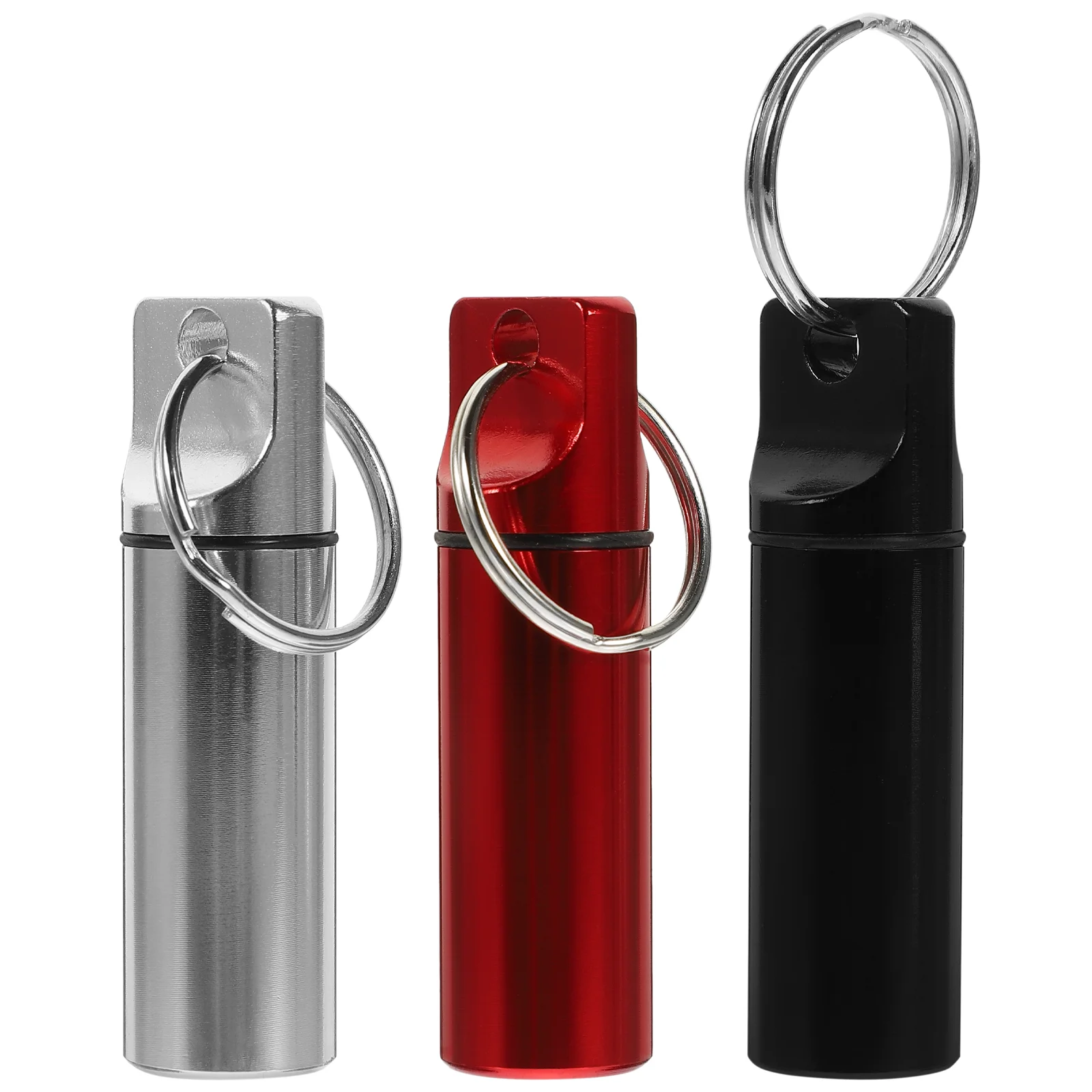

3 Pcs Small Case Travel Keychain Holder Keychain Metal Brackets Round Cartridge Aluminum Alloy Bottle Keychain