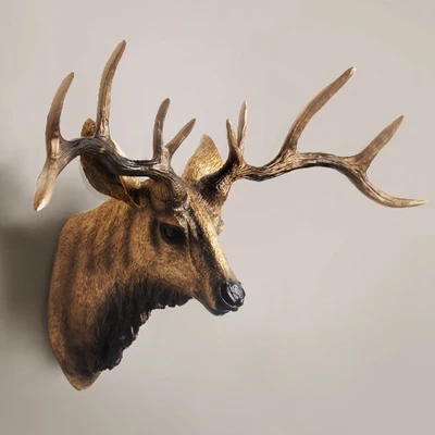 

Antler Wall Decoration Creative Animal Wall Ornaments Deer Head Stereo Industrial Wind Hanging Crafts art Home Statue Background