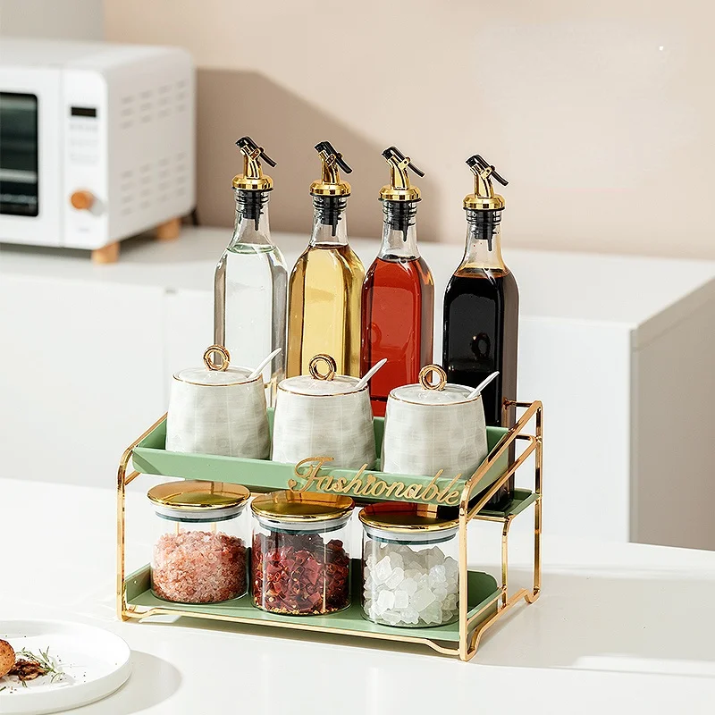 

Kitchen Ceramic Spice Jars Set Oil Bottle Salt And Pepper Shakers Sugar Container With Spoon Spray Aceite Bento Accessories