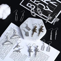 new jewelry accessories handcuffs toothpaste creativity hook earring punk earrings gun blade pistols dangle drop