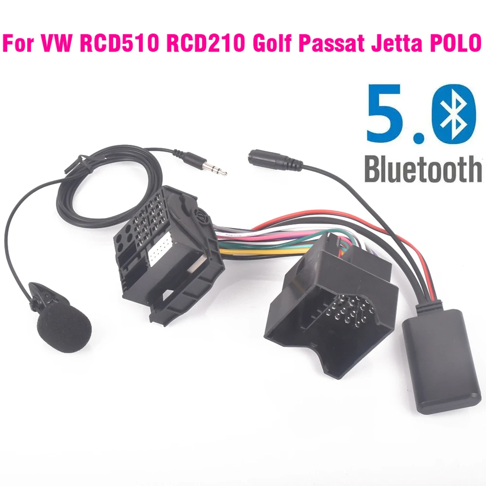 

Для VW RCD510 RCD210 Golf Passat Jetta POLO радио жгут проводов микрофон громкой связи Bluetooth 5,0 AUX адаптер