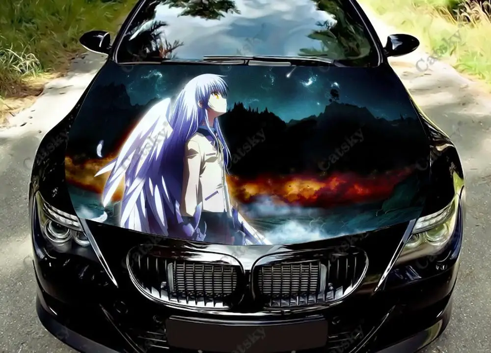 

Виниловая наклейка на капот автомобиля в стиле Аниме Angel Beats, Защитная Наклейка на крышку двигателя, аксессуары для автомобиля, украшение в подарок