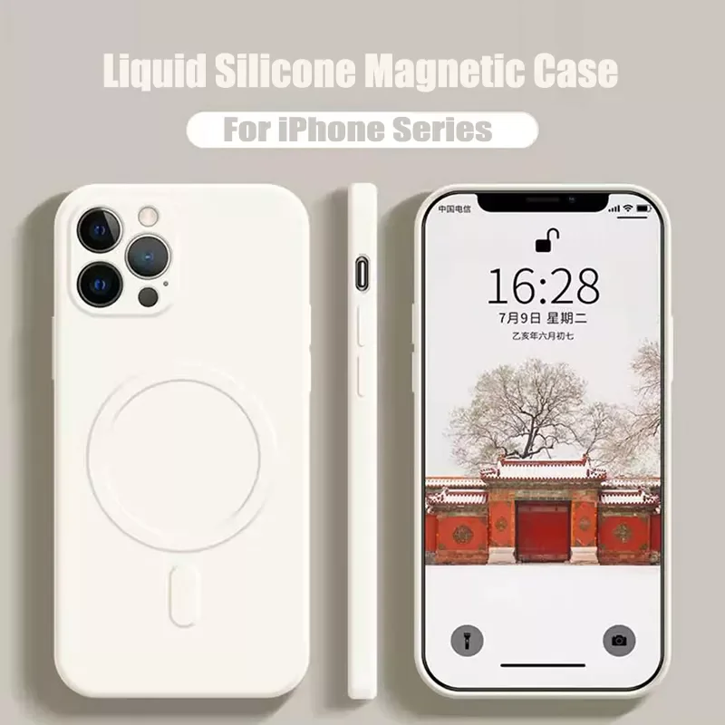 

Magnetic Original Case Shockproof Liquid Silicone Shell For iPhone 13 12 11 Pro Max X XR XSMax Funda Magnet Coque Cover