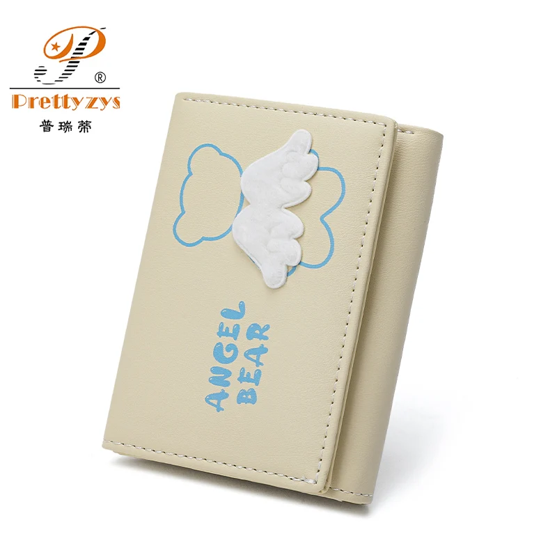 

Women's Cute Wallet Angel Bear PU Leather Casual Card Holder Female Girl's Coin Pouch Women Tri-fold Cartoon Short Wallet