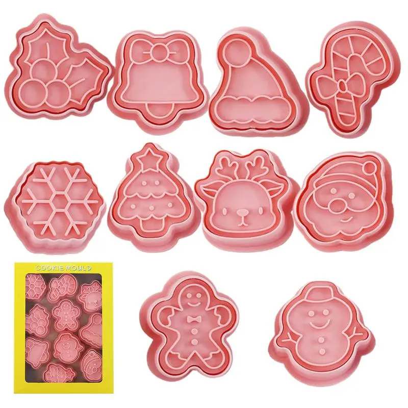 

Christmas Biscuits Cutter Molds 10 Pieces Christmas Cookie Cutters Biscuit Cutters 3D Stamper Mold For Cookie Biscuit DIY Cake