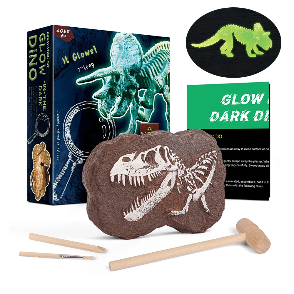 

Dinosaur Dig Kit Jurassic Animals Luminous Dino Glow In The Dark Dinosaur Great STEM Science Educational Toys for Kids Gift