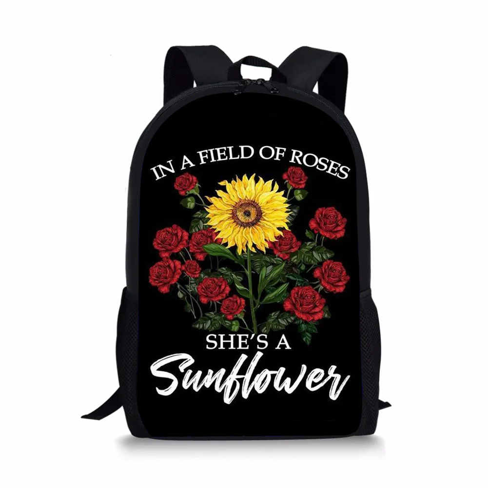 Sunflower Print New Large Schoolbag Student School Backpack Waterproof Bagpack Capacity Primary Book Bags