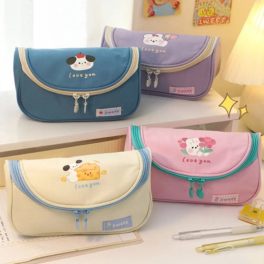 

Cosmetic Pouch Stationery Bag Kawaii Large Capacity Desktop Organizer Pencil Bag Aesthetic Waterproof School