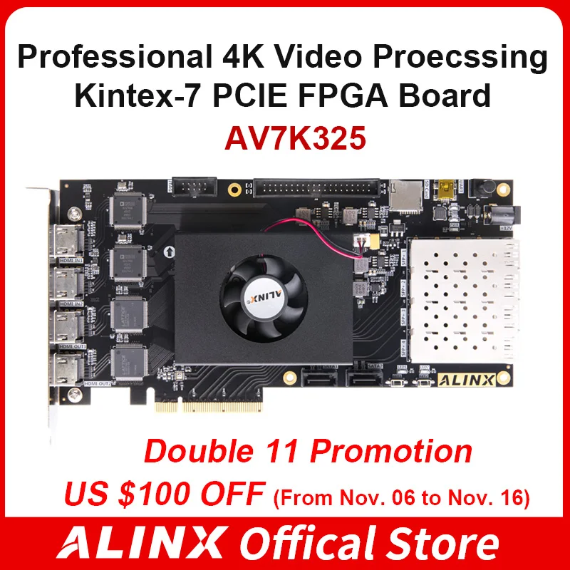 ALINX AV7K325 XILINX Kintex-7 K7 7325 XC7K325 4K Video Image Processing PCIE Accelerator Card FPGA Board