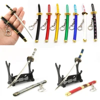 roronoa zoro sword keychain anime one piece toy buckle with toolholder scabbard katana sabre car key chains gift keyrings