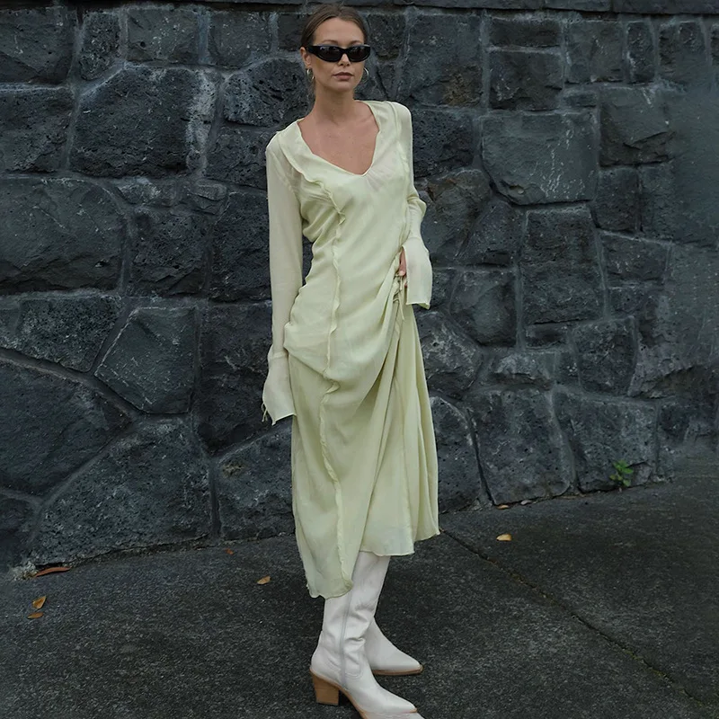 

Женское длинное Сетчатое платье в европейском и американском стиле, весна-лето 2023