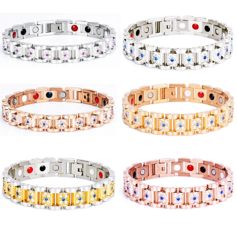 

Luxury Bracelets for Women Men Stainless Steel Bio Energy Fashion Health Chain FIR Charm Bangle Magnetic Bracelet Drop Shipping