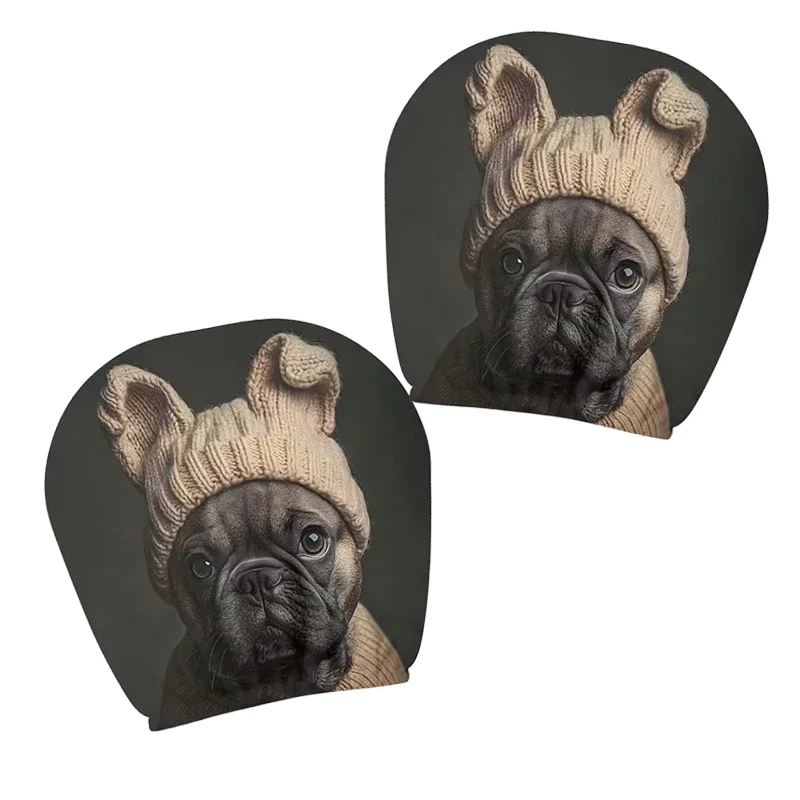 

2 шт. милый французский бульдог наволочка для головы автомобиля, двусторонняя печать, модная пылезащитная наволочка для головы