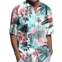 stylish men shirts oversized casual shirt forest print half sleeve tops mens clothes hawaiian vacation cardigan blouses high end