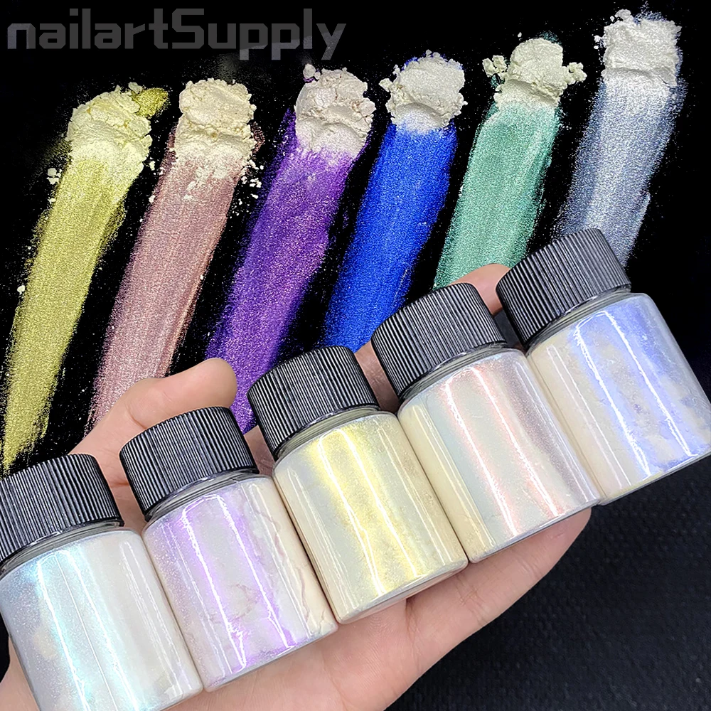 

Aurora Pearl Nail Glitter Mermaid Powder Shimmer Chrome Pigment Rubbing Nail Art Mica Dust Mirror Holographic Polish Nail Powder