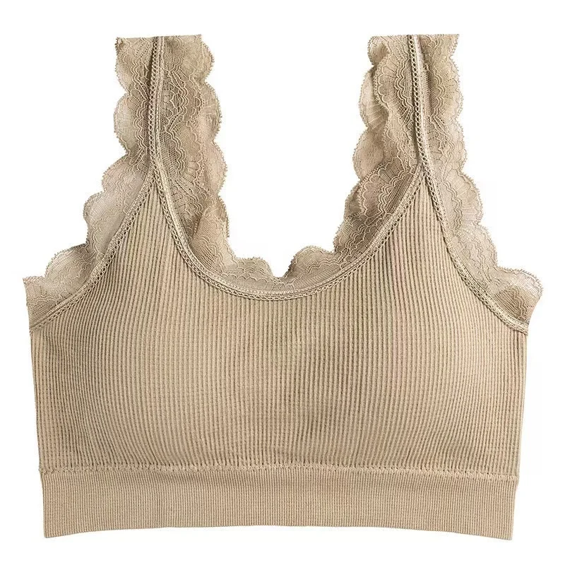 

Lace Sports Tank Tops For Women Elasticity Push Up Chest Pad Summer Fashion Clothes Sexy Casual Bra Party Streetwear Tops