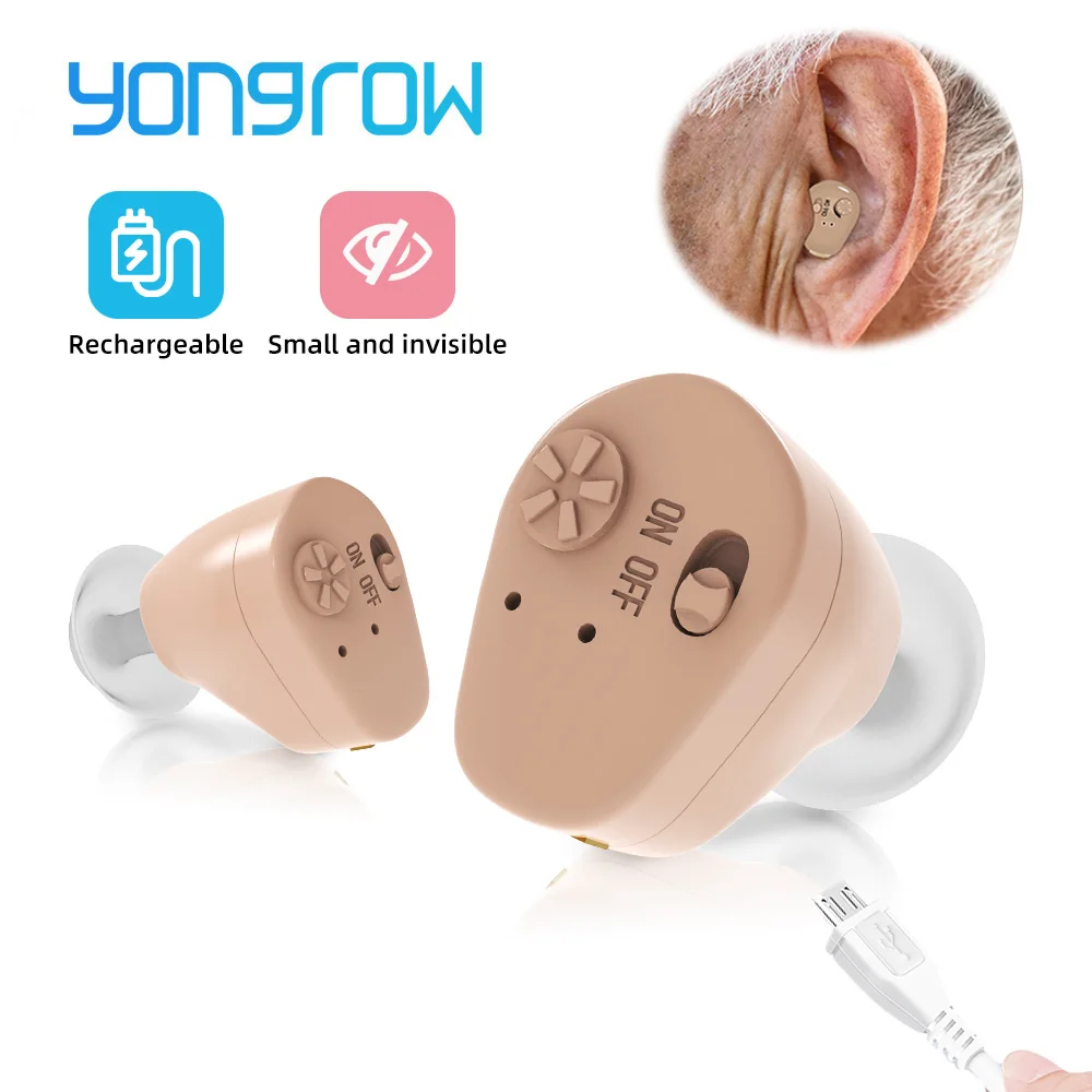 Yongrow-Audífono amplificador de sonido, ayuda auditiva para la sordera detrás de la oreja, amplificador ajustable, altavoz amplificado