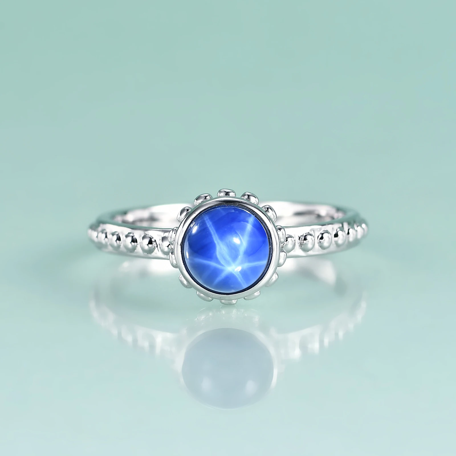 

GOLUCA 6 мм синие Lindy звезда сапфировые кольца для женщин ювелирные изделия 925 пробы Серебряное Обручальное кольцо обещания подарок для нее