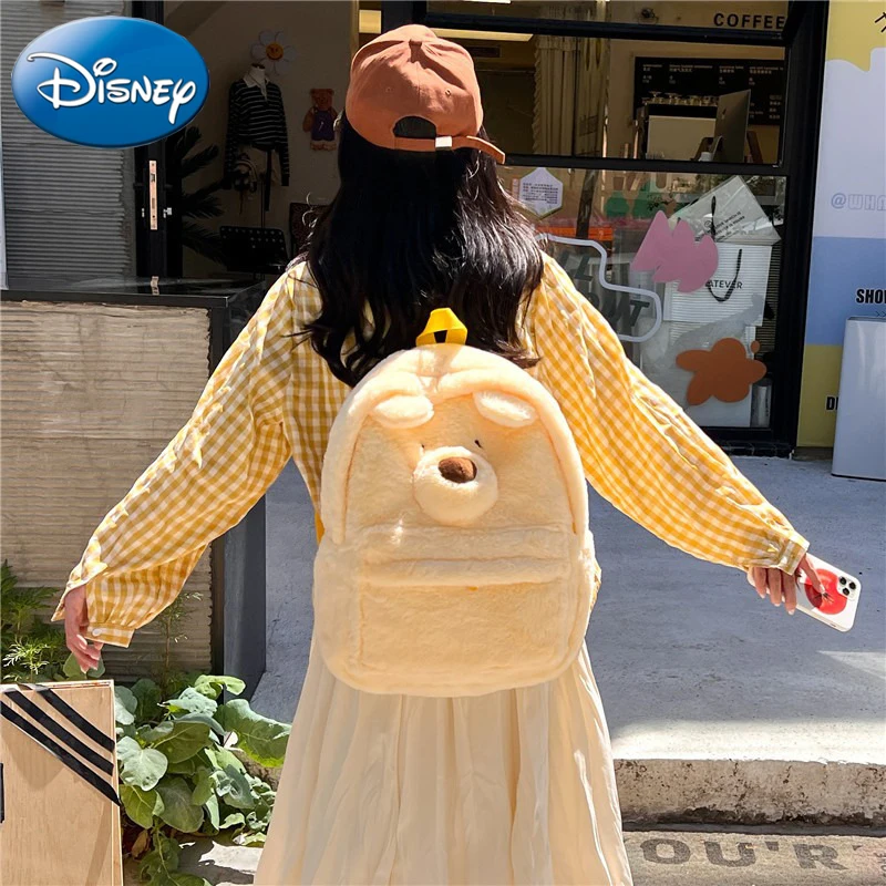 

Милый пушистый Детский рюкзак с героями Диснея, Винни-Пух, новинка 2023, персонализированный вместительный рюкзак с героями мультфильмов