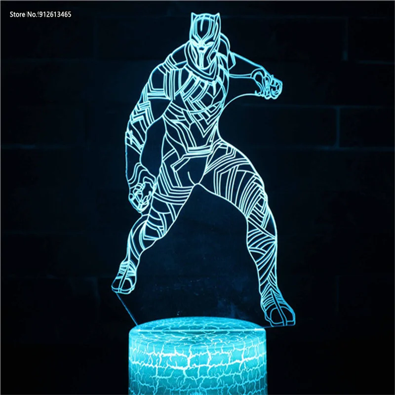 

European and American Movie Peripheral Gifts Marvel Black Panther 3D Night Light LED Remote Control Touch Creative Color Lamp