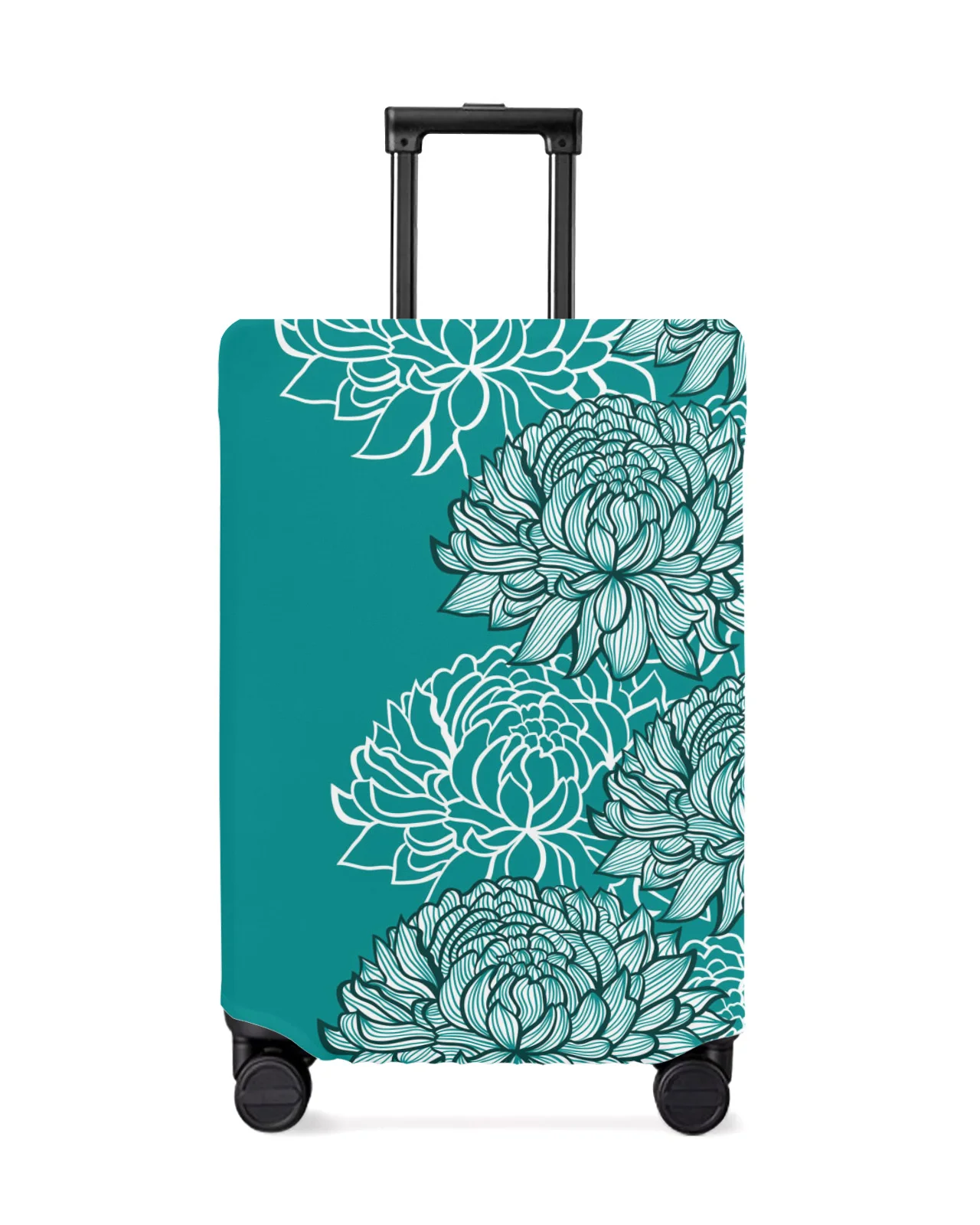 

Teal Chrysanthemum Texture Travel Luggage Cover Elastic Baggage Cover For 18-32 Inch Suitcase Case Dust Cover Travel Accessories