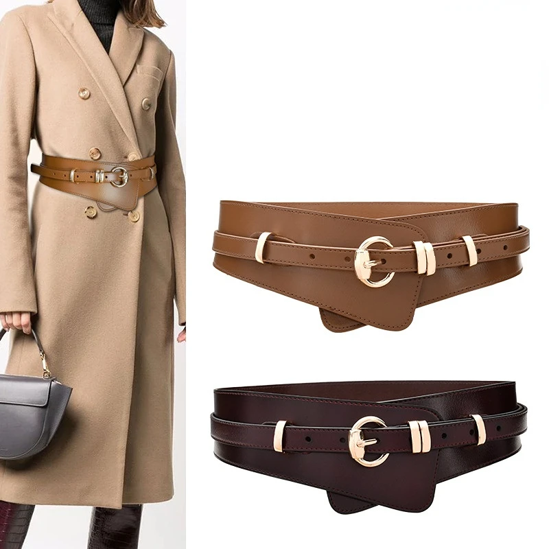Multi-functional Women Real Cow Leather Waist Belts Irregular Wide Coat Jacket Dress Waistband Brand Cowhide Leather Belt Women