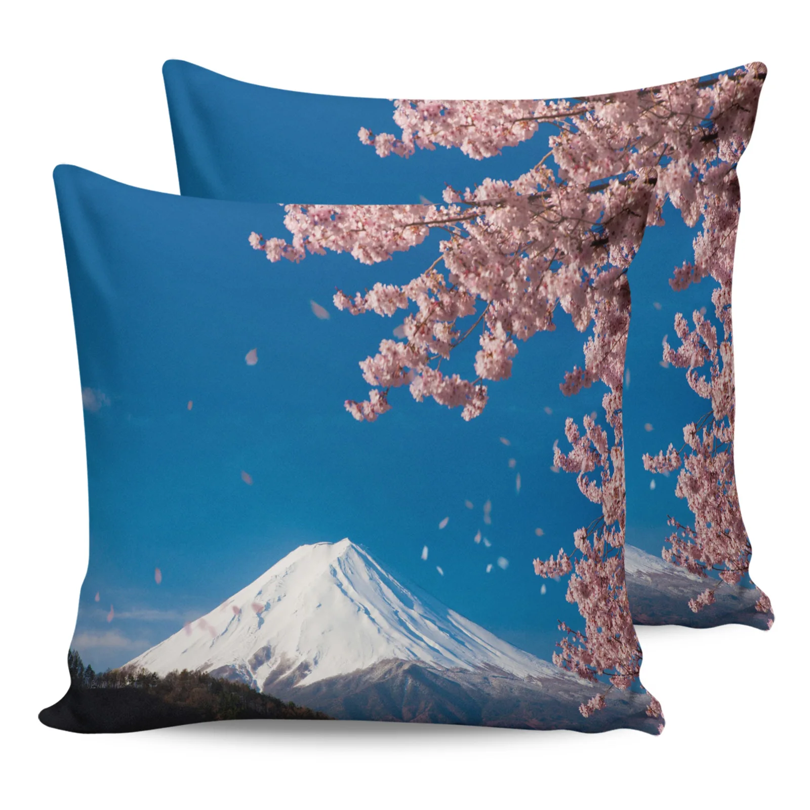 

2 шт. наволочка с креплением Fuji, японский цветок вишни, чехол для диванной подушки, чехол для детской кровати, домашняя фотография
