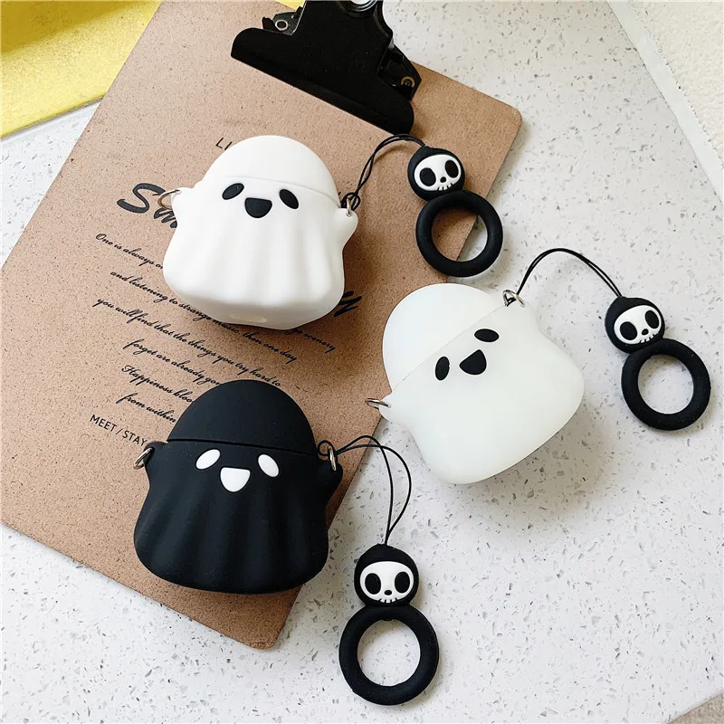

Creative Small Ghost Wireless Bluetooth Headset Protective Case for Apple Aipods 1 2 3 Pro Silicone Drop-proof Case Dustproof