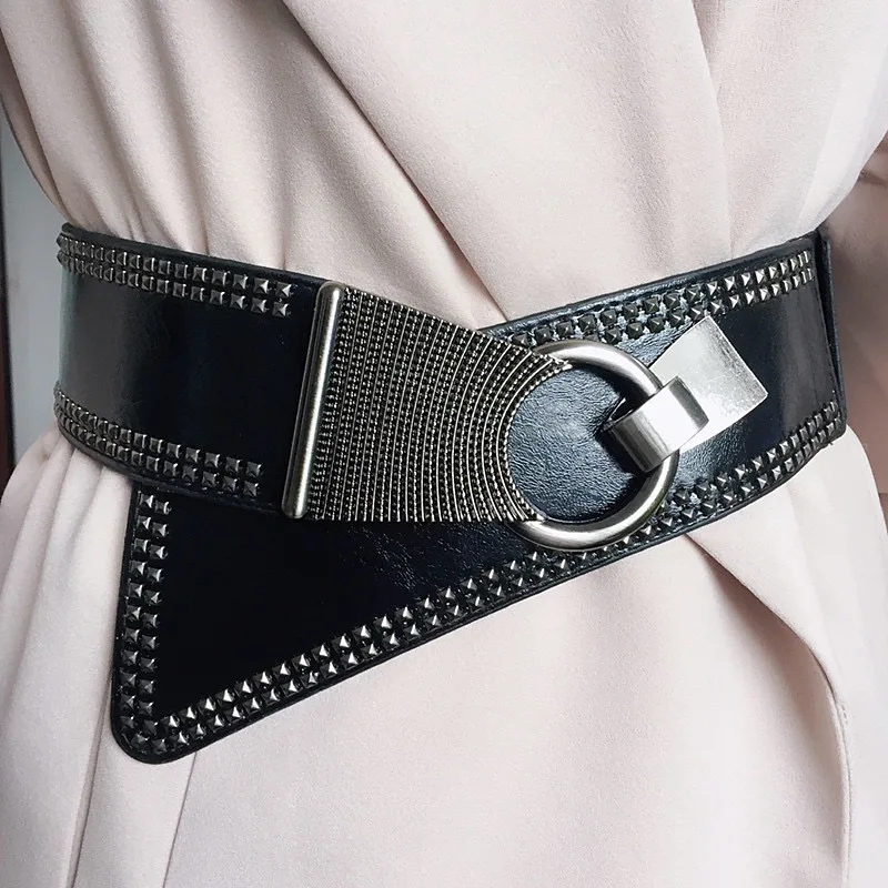 2023 Fashionable high quality leather belt Studded belt Brand elastic belt