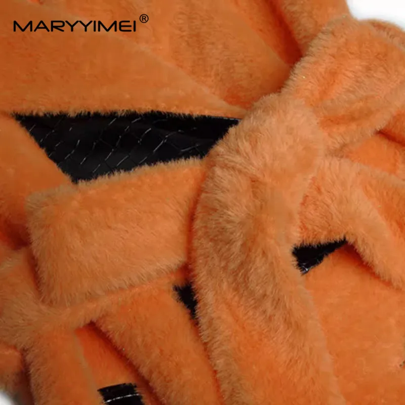 MARYYIMEI модный дизайн женское пальто с отложным воротником и длинными рукавами