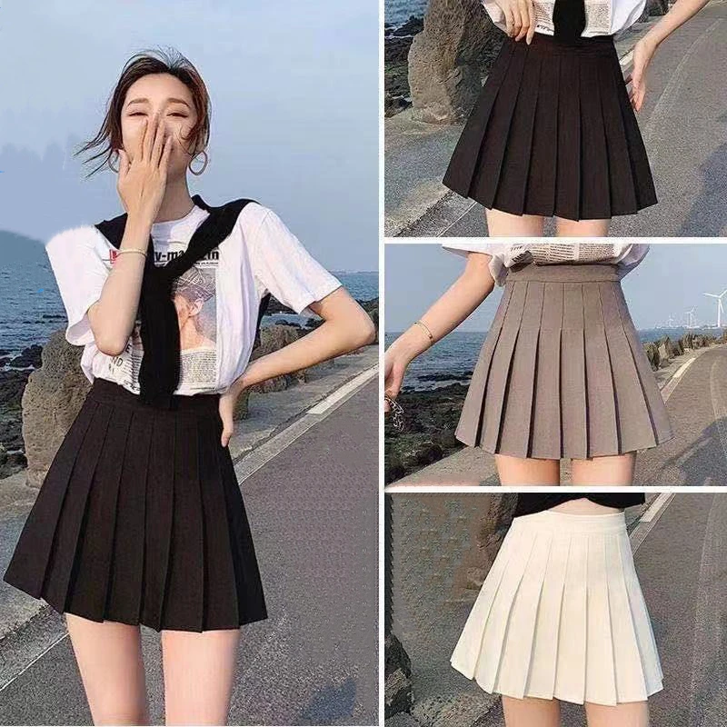 

Skirts Women Pleated High Waist Plus Size Solid Casual Streetwear All-match Korean Style Trendy Novelty Daily Womens Comfortable
