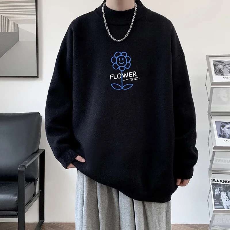 Свитер мужской с забавным цветочным принтом размеры до 5XL