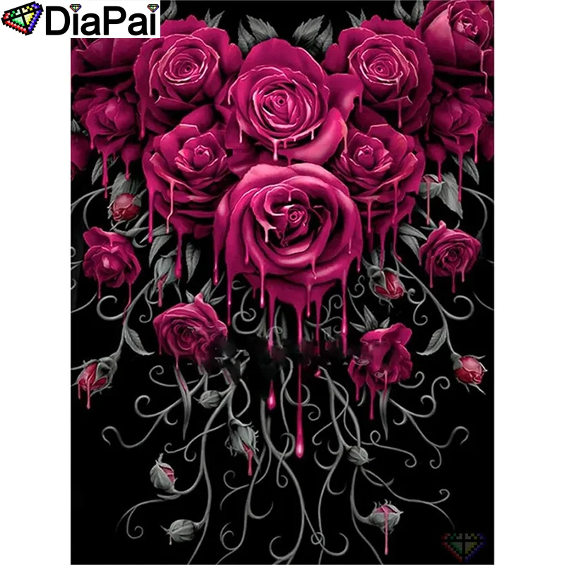 

DIAPAI Square/Round Drill 5D DIY Diamond Painting "Flower Rose" Embroidery Cross Stitch Full Rhinestone Decor