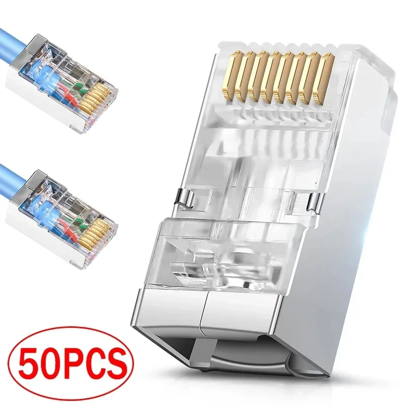 

RJ45 Shielded Connector CAT7 CAT6 CAT5e not Pass Through Modular Plug Network Gold Plated Ethernet Cable End 8P8C Crimp End