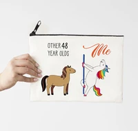 48 years olds horse makeup bag travel size makeup prints cosmetic bag fashion canvas purses personalized bags zipper pouch