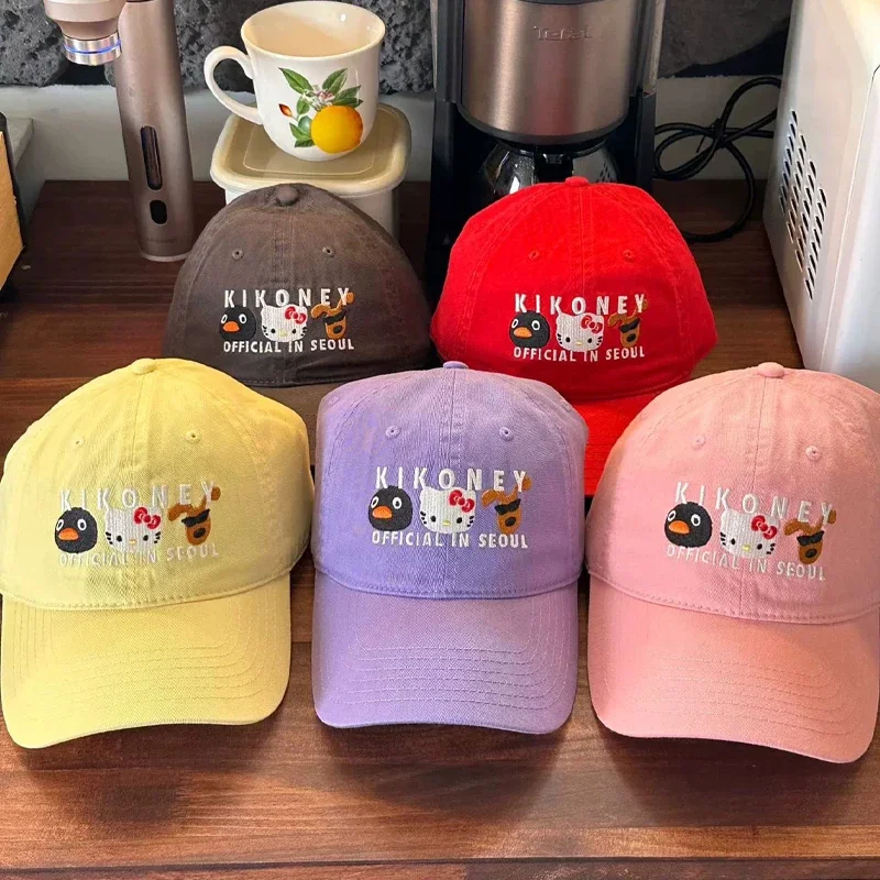 Кепка с козырьком Hello kitty kawaii sanrio ретро мягкая Солнцезащитная шляпа верхняя