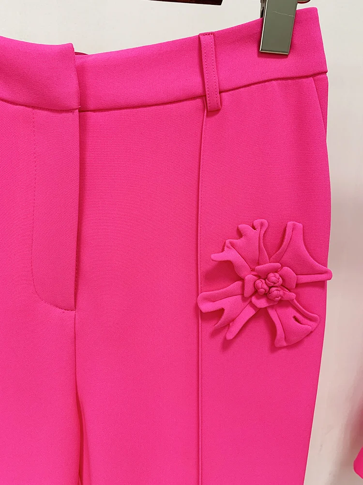 

Hot sale 2023 Newest Designer Fashion Trousers Women Flowers Appliques Pants