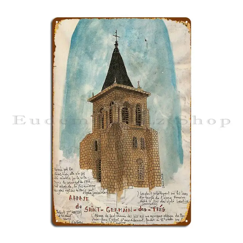 Abbaye De Saint Germain Des Pr%C3%A9s металлическая табличка плакат клубный гараж