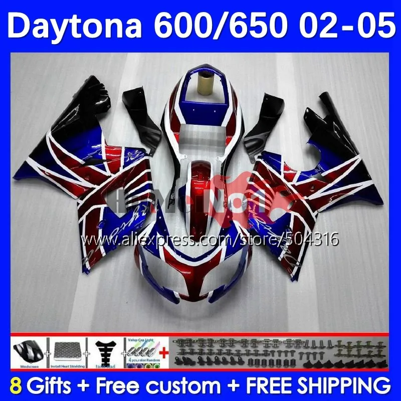

Body Kit For Daytona600 Daytona 650 600 Daytona650 102MC.12 Daytona 600 650 02 03 04 05 Blue Flag 2002 2003 2004 2005 Fairing