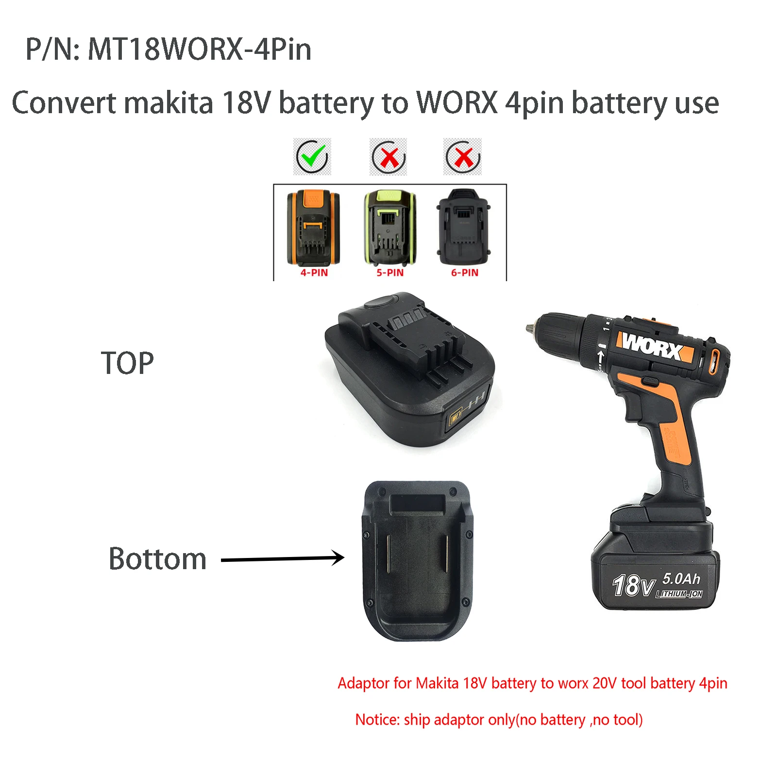 Адаптер Worx для аккумуляторов Makita