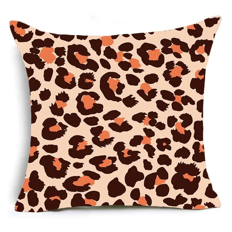 Наволочка для подушки Home Decor Animal Print с принтом леопарда, тигра, зебры, коровы и змеи на диван или кресло, размером 45х45 см.
