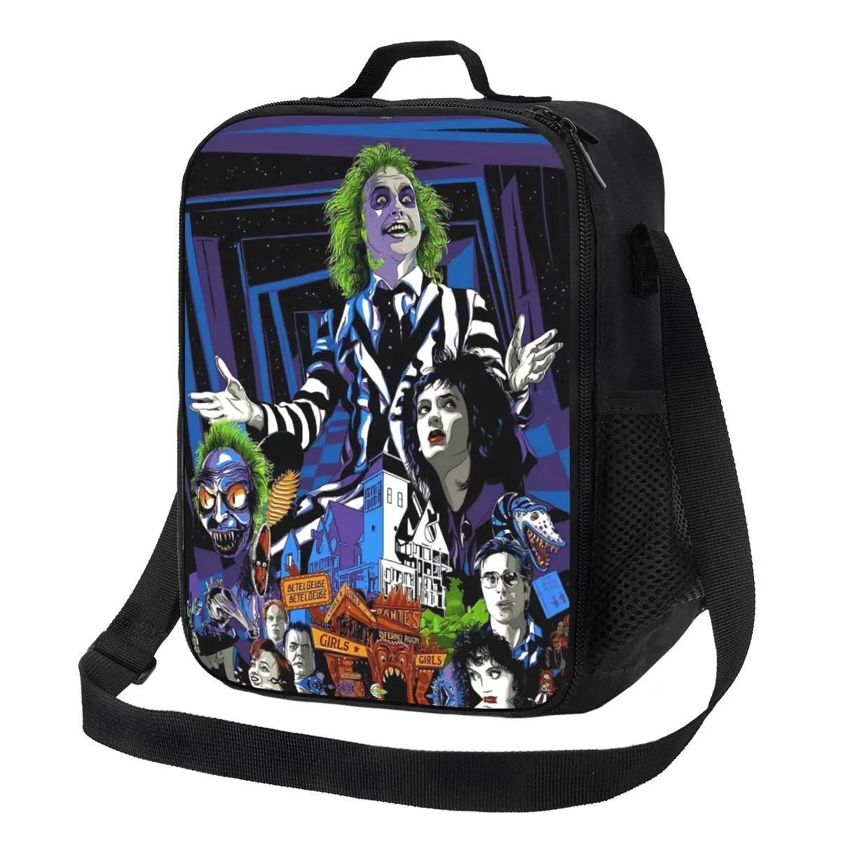 

Custom Horror Movie Beetlejuice Lunch Bag Women Thermal Cooler Insulated Lunch Boxes for Adult Office
