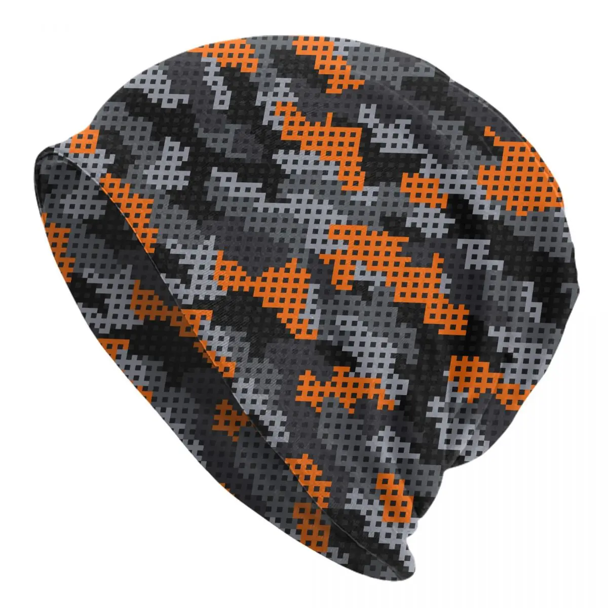 

Orange Military Camouflage Bonnet Hats Goth Street Skullies Beanies Hats Army Camo Unisex Knitting Hats Warm Dual-use Caps
