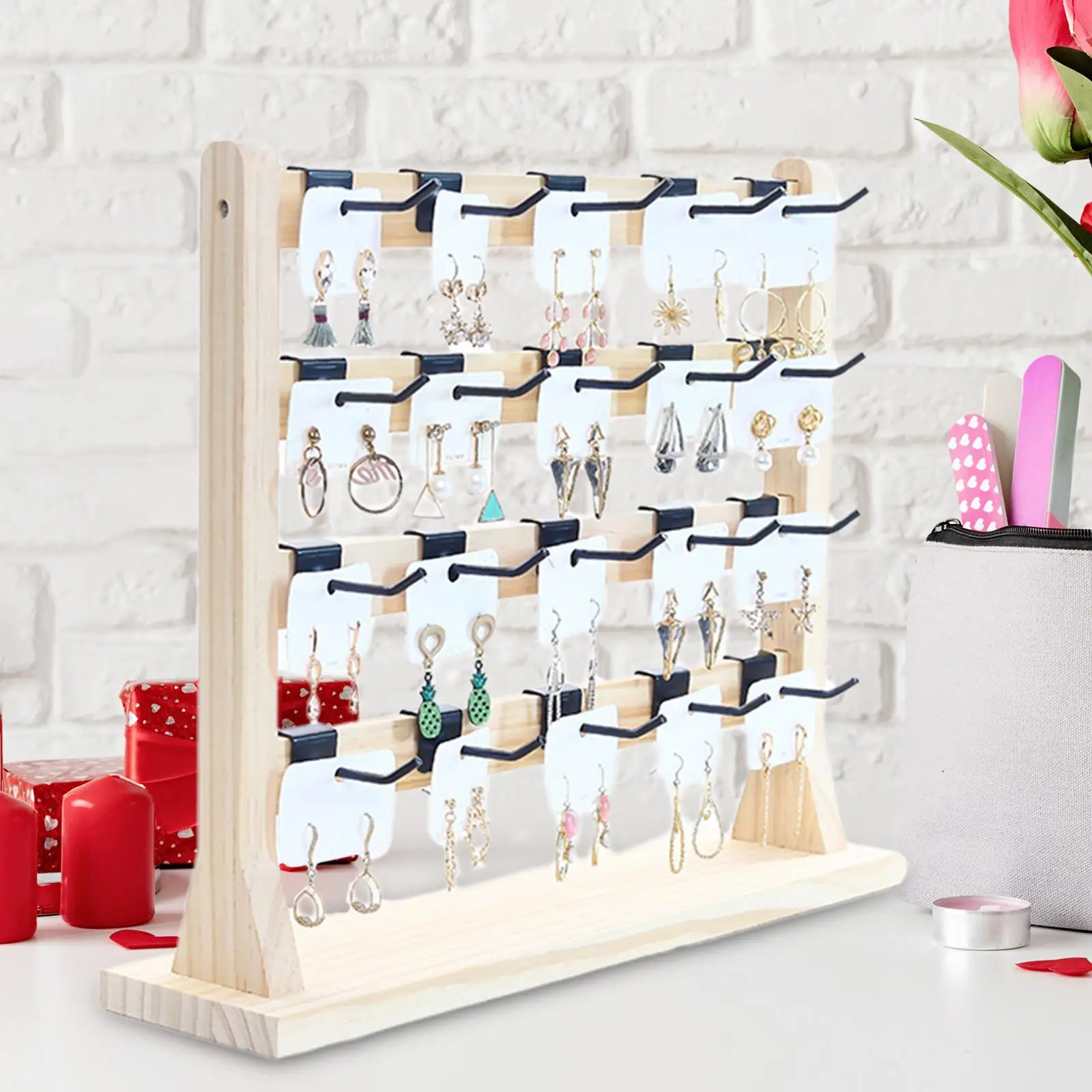 

Earrings Display Stand with Hooks Earrings Organizer 4 Tiers for Bedroom