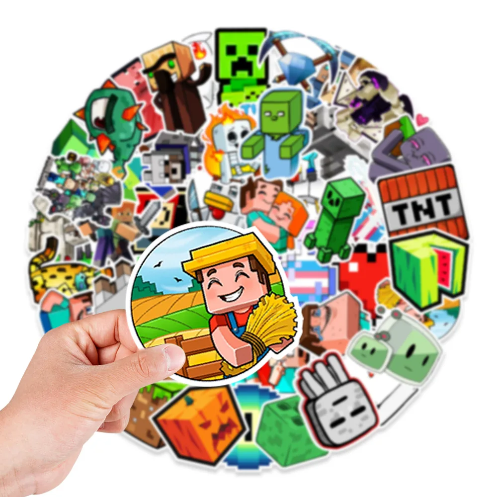

50Pcs Minecraft Stickers Cartoon Game Sticker Decal Graffiti Fridge Skateboard Luggage Guitar Laptop Watercup Phone Diy Kid Toy